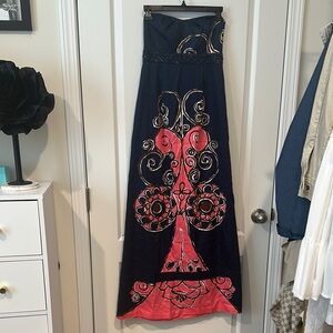 Elegant Navy and Pink Embroidered Fred